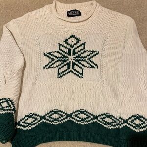 Parkhurst Cream and Green Knit Pullover